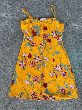 Mini Yellow Floral Button-Front Sundress